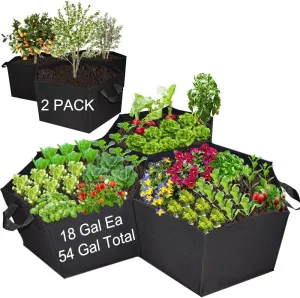 Large Fabric Raised Garden Bed Outdoor, Planter Raised Beds 3 Hexagonal Grids with Handles, Cloth Raised Garden Bed Grow Bags for Vegetables - 7x1ft (54 Gallon, 2 Pack)