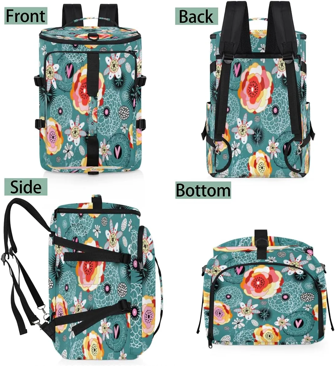 Large Sports Gym Bag With Shoe & Laptop Compartment 47L Waterproof Travel Duffel Bags for Men Women Abstract Flowers Luggage Backpack Duffle Bag