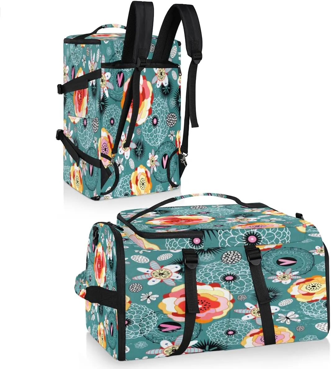 Large Sports Gym Bag With Shoe & Laptop Compartment 47L Waterproof Travel Duffel Bags for Men Women Abstract Flowers Luggage Backpack Duffle Bag