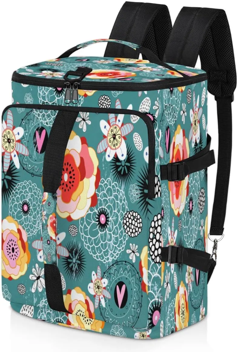 Large Sports Gym Bag With Shoe & Laptop Compartment 47L Waterproof Travel Duffel Bags for Men Women Abstract Flowers Luggage Backpack Duffle Bag