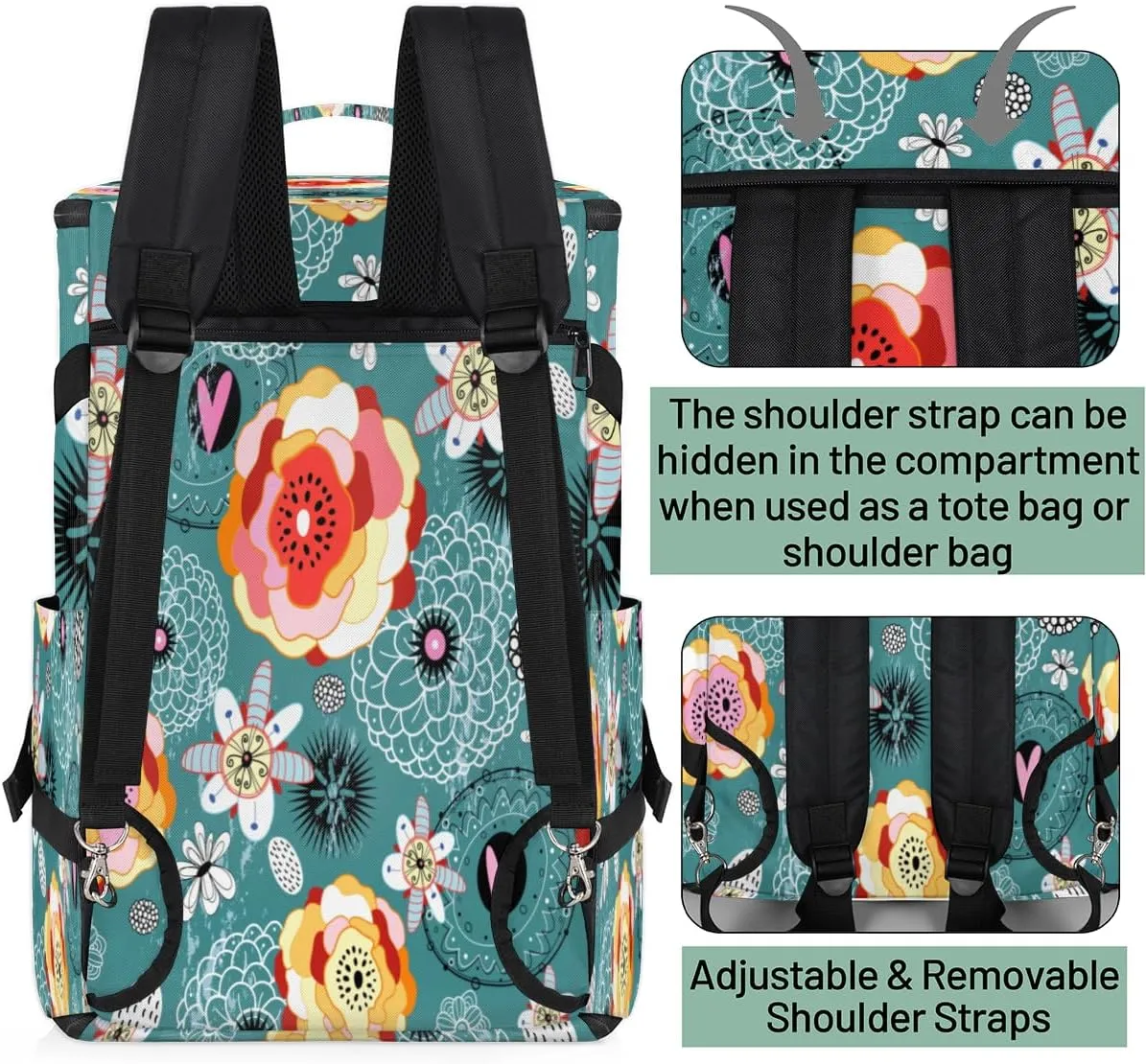 Large Sports Gym Bag With Shoe & Laptop Compartment 47L Waterproof Travel Duffel Bags for Men Women Abstract Flowers Luggage Backpack Duffle Bag