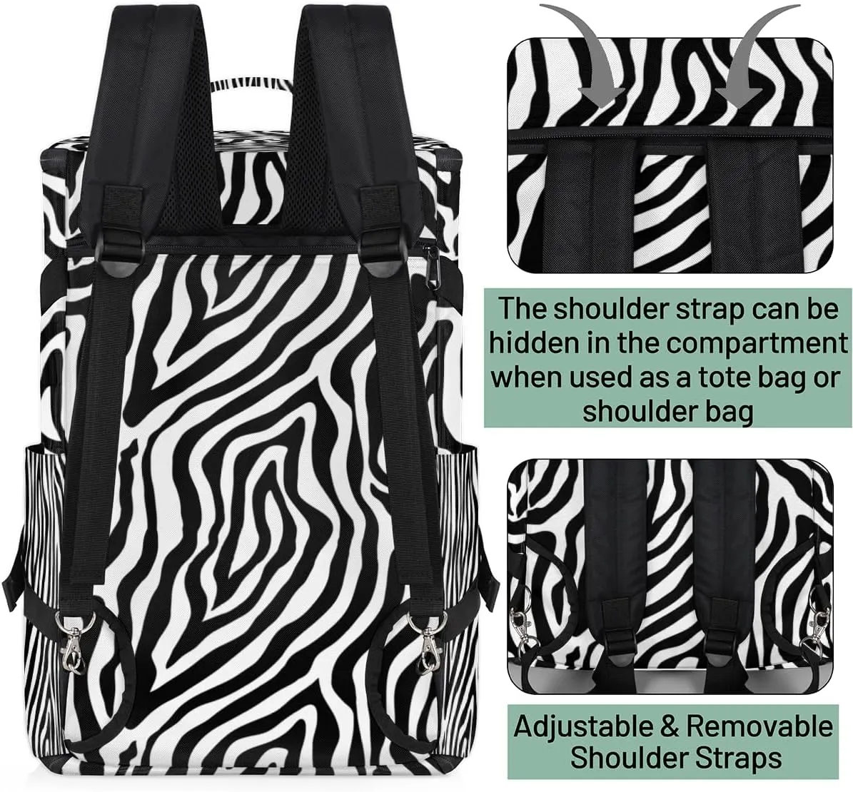 Large Sports Gym Bag With Shoe & Laptop Compartment 47L Waterproof Travel Duffel Bags for Men Women Animal Zebra Print Luggage Backpack Duffle Bag