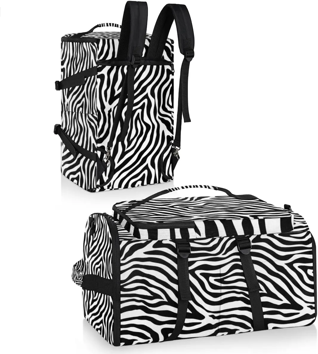 Large Sports Gym Bag With Shoe & Laptop Compartment 47L Waterproof Travel Duffel Bags for Men Women Animal Zebra Print Luggage Backpack Duffle Bag