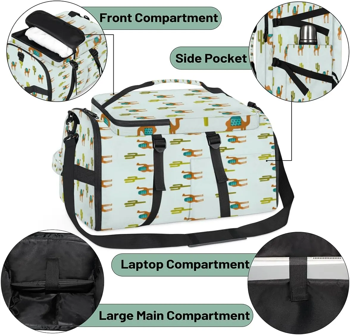 Large Sports Gym Bag With Shoe & Laptop Compartment 47L Waterproof Travel Duffel Bags for Men Women Camel Cactus Luggage Backpack Duffle Bag
