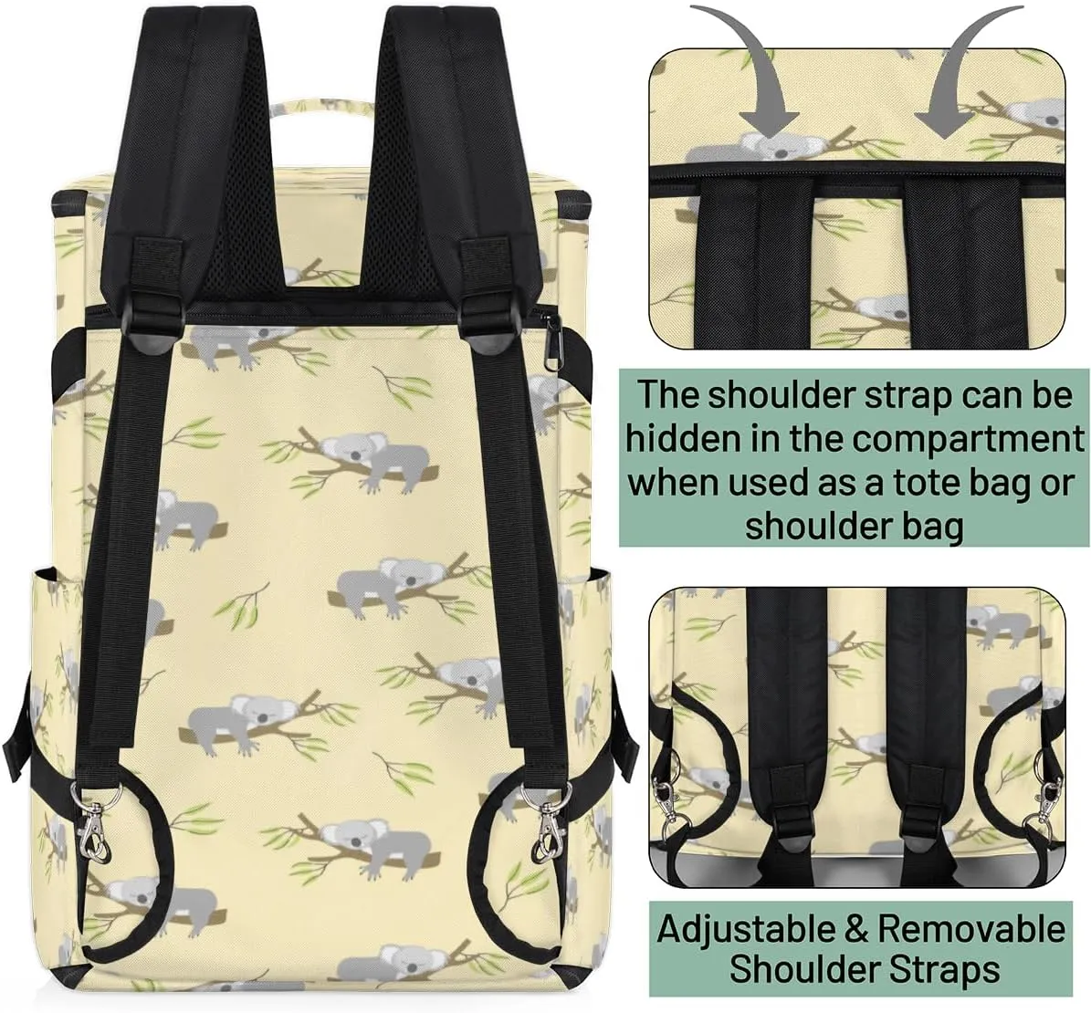 Large Sports Gym Bag With Shoe & Laptop Compartment 47L Waterproof Travel Duffel Bags for Men Women Cartoon Koala Luggage Backpack Duffle Bag
