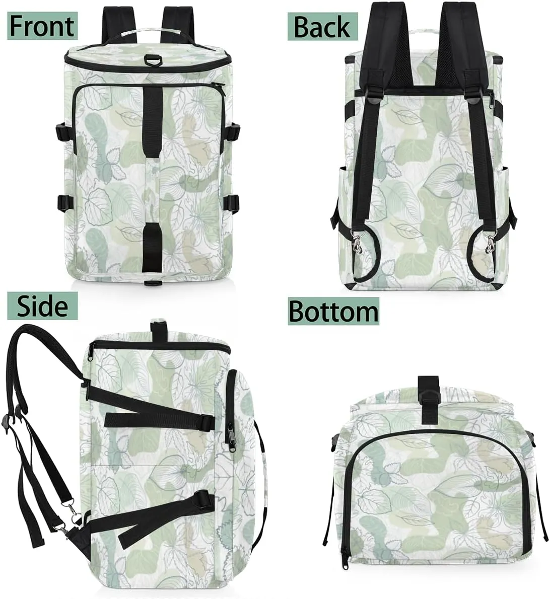 Large Sports Gym Bag With Shoe & Laptop Compartment 47L Waterproof Travel Duffel Bags for Men Women Cartoon Leaf Plant Luggage Backpack Duffle Bag