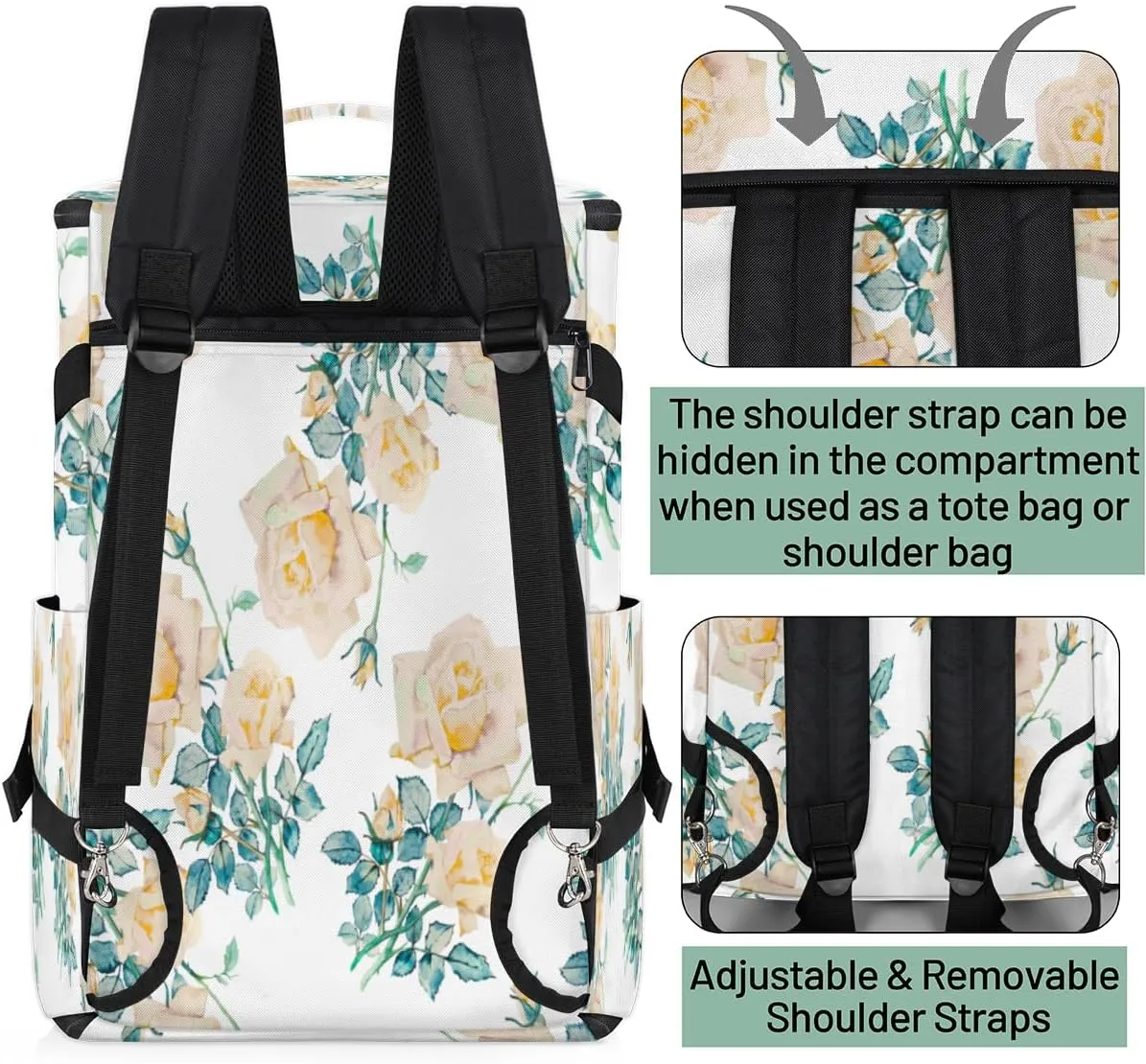 Large Sports Gym Bag With Shoe & Laptop Compartment 47L Waterproof Travel Duffel Bags for Men Women Cartoon Roses Luggage Backpack Duffle Bag