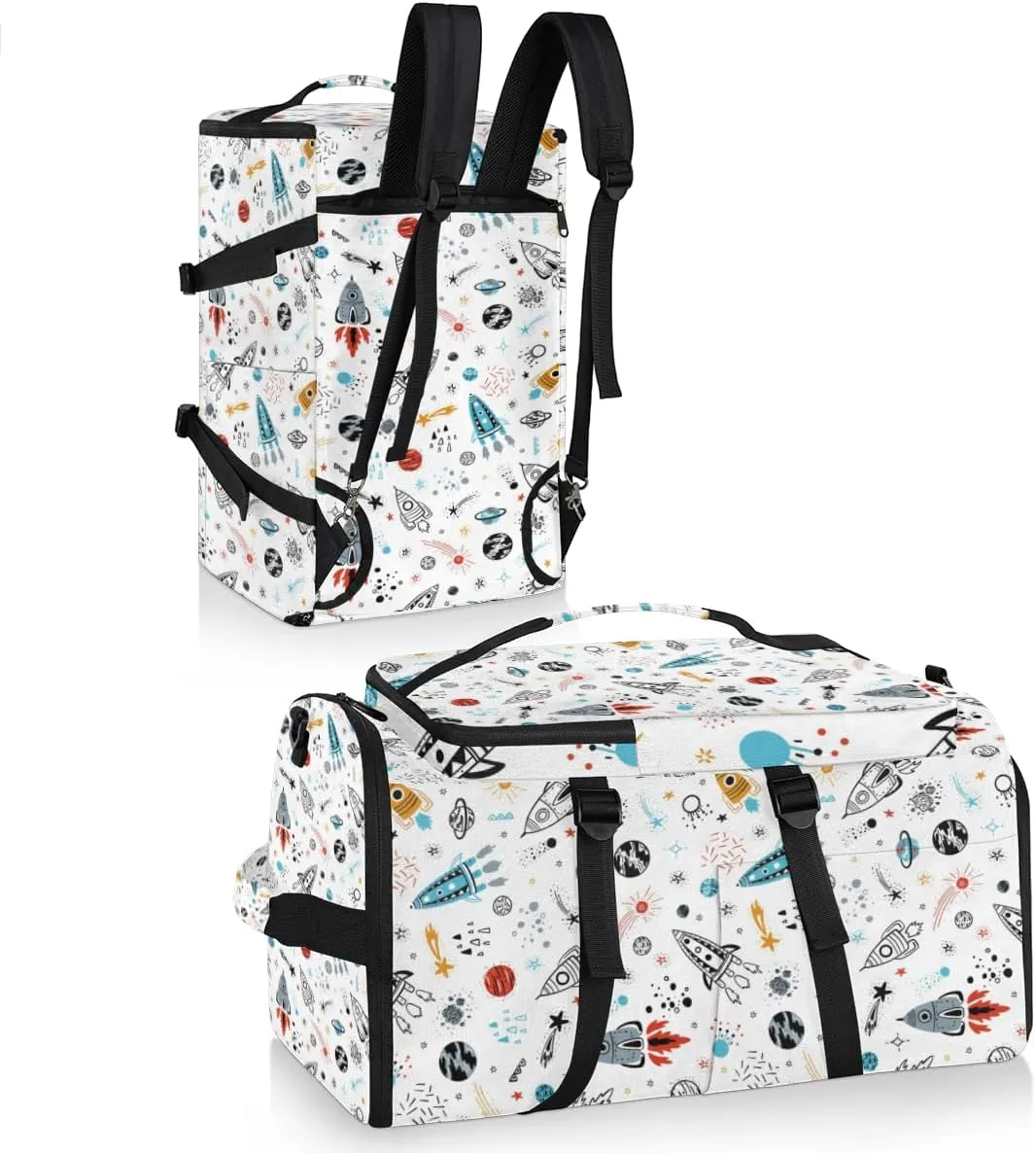 Large Sports Gym Bag With Shoe & Laptop Compartment 47L Waterproof Travel Duffel Bags for Men Women Cartoon Solar System Planet Luggage Backpack Duffle Bag