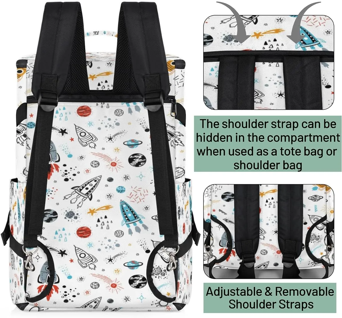 Large Sports Gym Bag With Shoe & Laptop Compartment 47L Waterproof Travel Duffel Bags for Men Women Cartoon Solar System Planet Luggage Backpack Duffle Bag