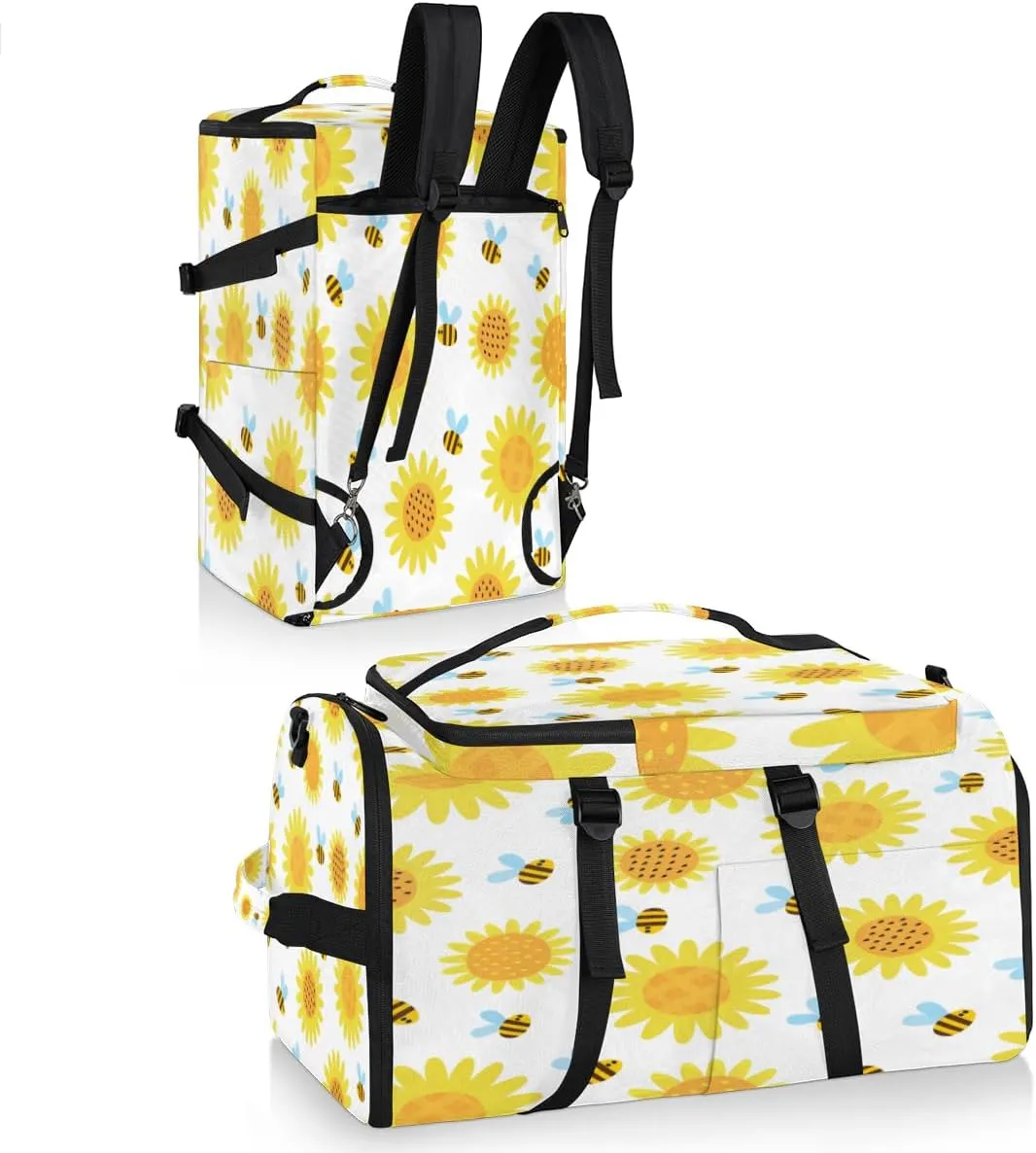 Large Sports Gym Bag With Shoe & Laptop Compartment 47L Waterproof Travel Duffel Bags for Men Women Cartoon Sunflower Luggage Backpack Duffle Bag