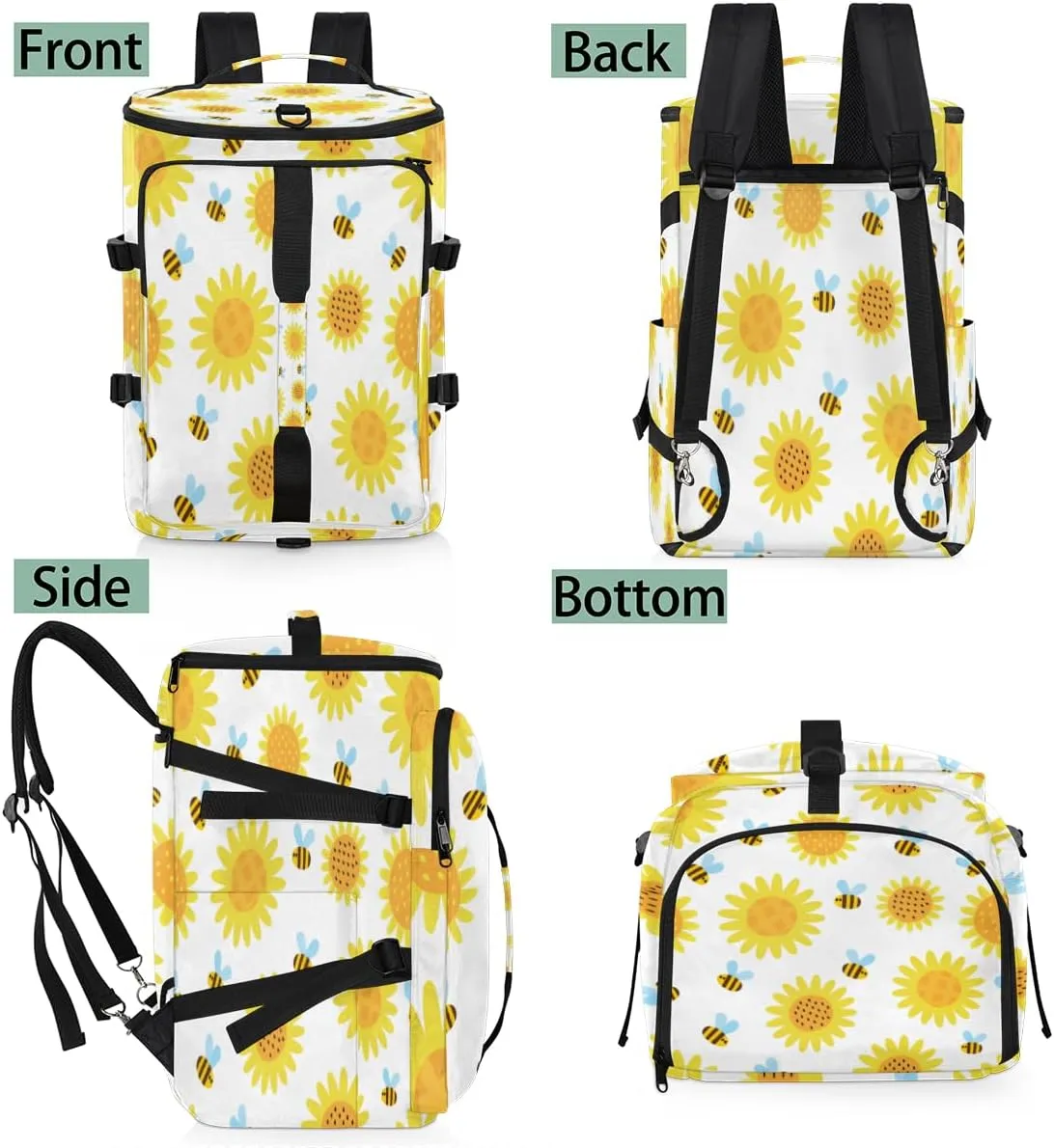 Large Sports Gym Bag With Shoe & Laptop Compartment 47L Waterproof Travel Duffel Bags for Men Women Cartoon Sunflower Luggage Backpack Duffle Bag