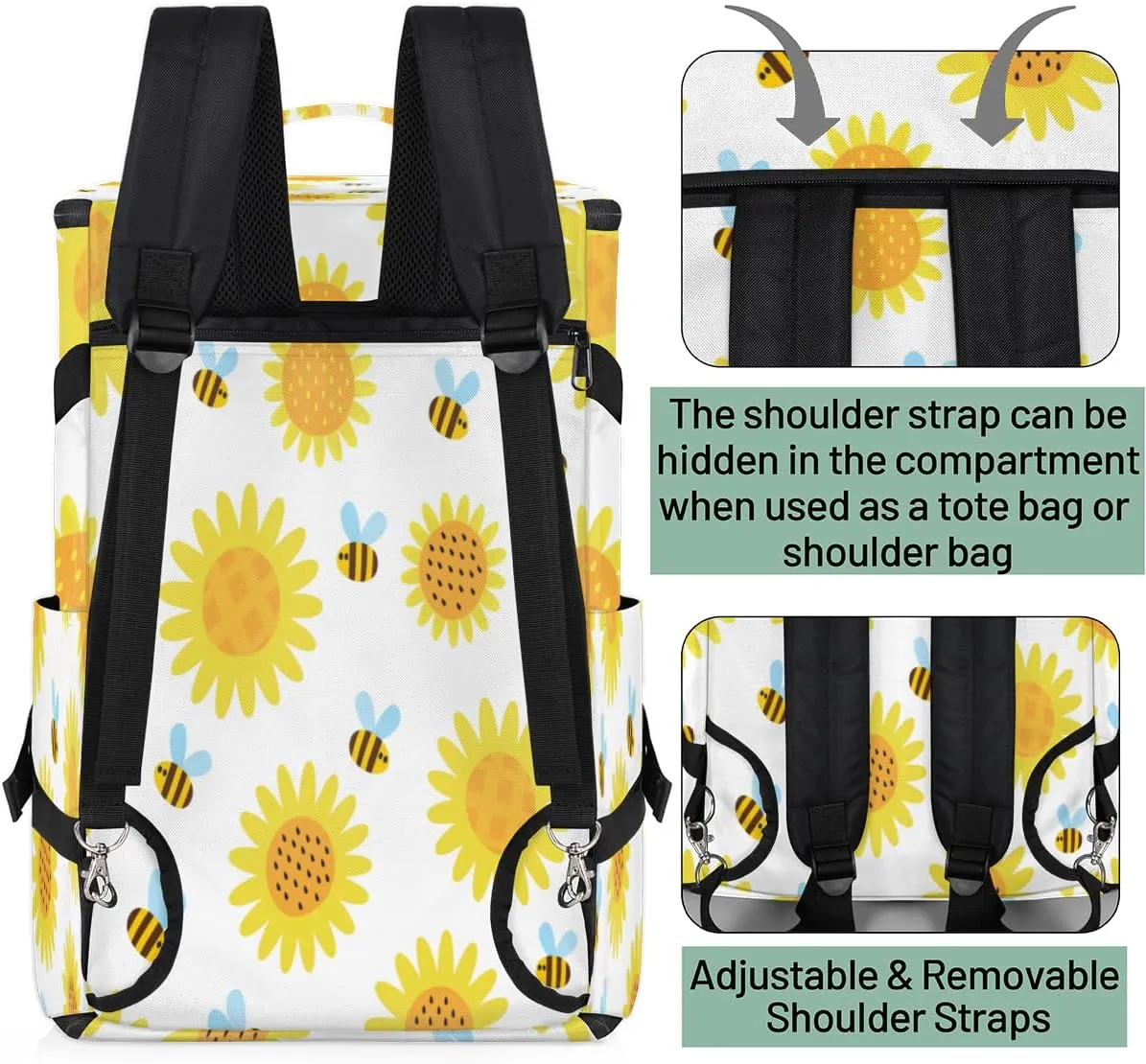 Large Sports Gym Bag With Shoe & Laptop Compartment 47L Waterproof Travel Duffel Bags for Men Women Cartoon Sunflower Luggage Backpack Duffle Bag