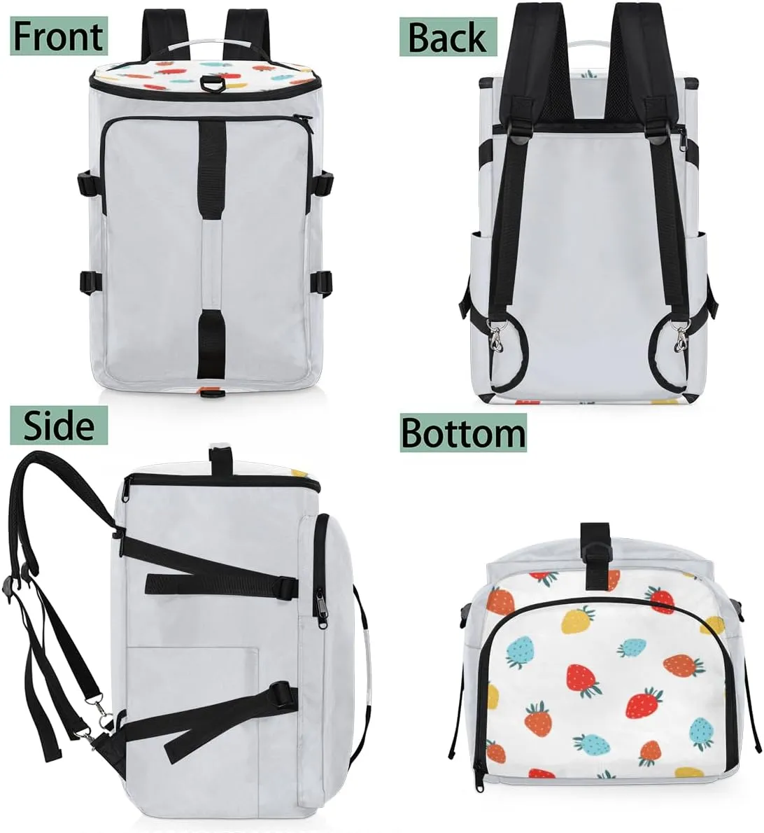 Large Sports Gym Bag With Shoe & Laptop Compartment 47L Waterproof Travel Duffel Bags for Men Women Colorful Strawberry Luggage Backpack Duffle Bag