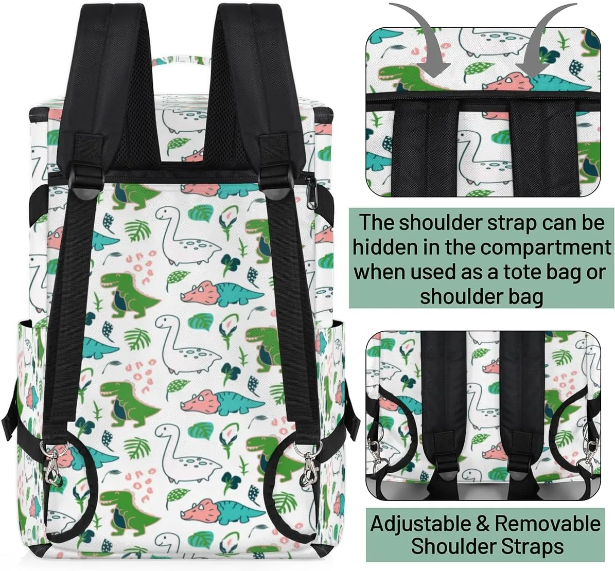 Large Sports Gym Bag With Shoe & Laptop Compartment 47L Waterproof Travel Duffel Bags for Men Women Cute Dino Luggage Backpack Duffle Bag