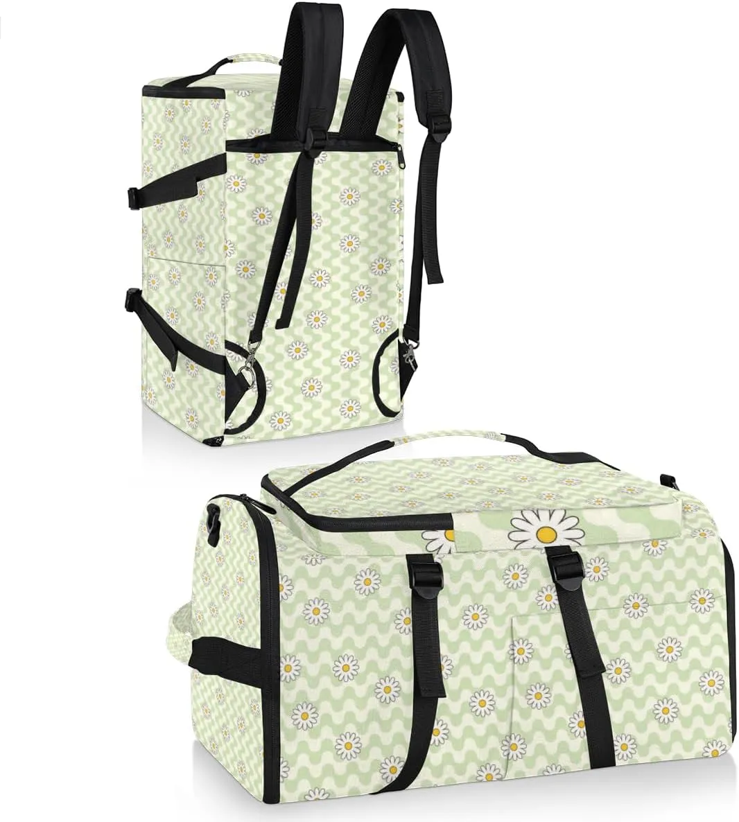 Large Sports Gym Bag With Shoe & Laptop Compartment 47L Waterproof Travel Duffel Bags for Men Women Daisy Cute Stripes Luggage Backpack Duffle Bag