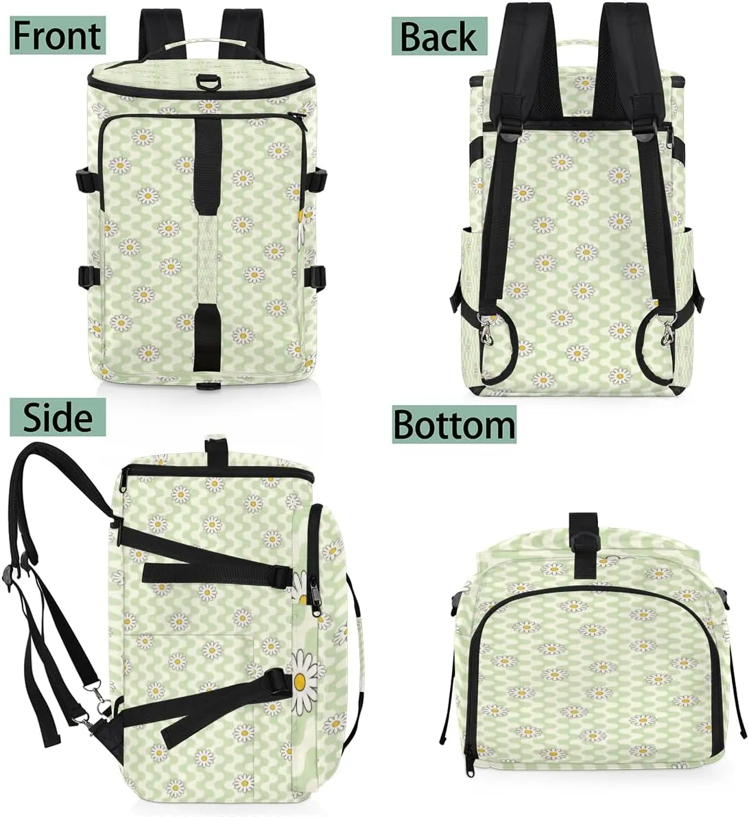 Large Sports Gym Bag With Shoe & Laptop Compartment 47L Waterproof Travel Duffel Bags for Men Women Daisy Cute Stripes Luggage Backpack Duffle Bag
