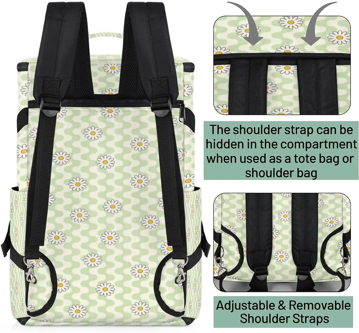 Large Sports Gym Bag With Shoe & Laptop Compartment 47L Waterproof Travel Duffel Bags for Men Women Daisy Cute Stripes Luggage Backpack Duffle Bag