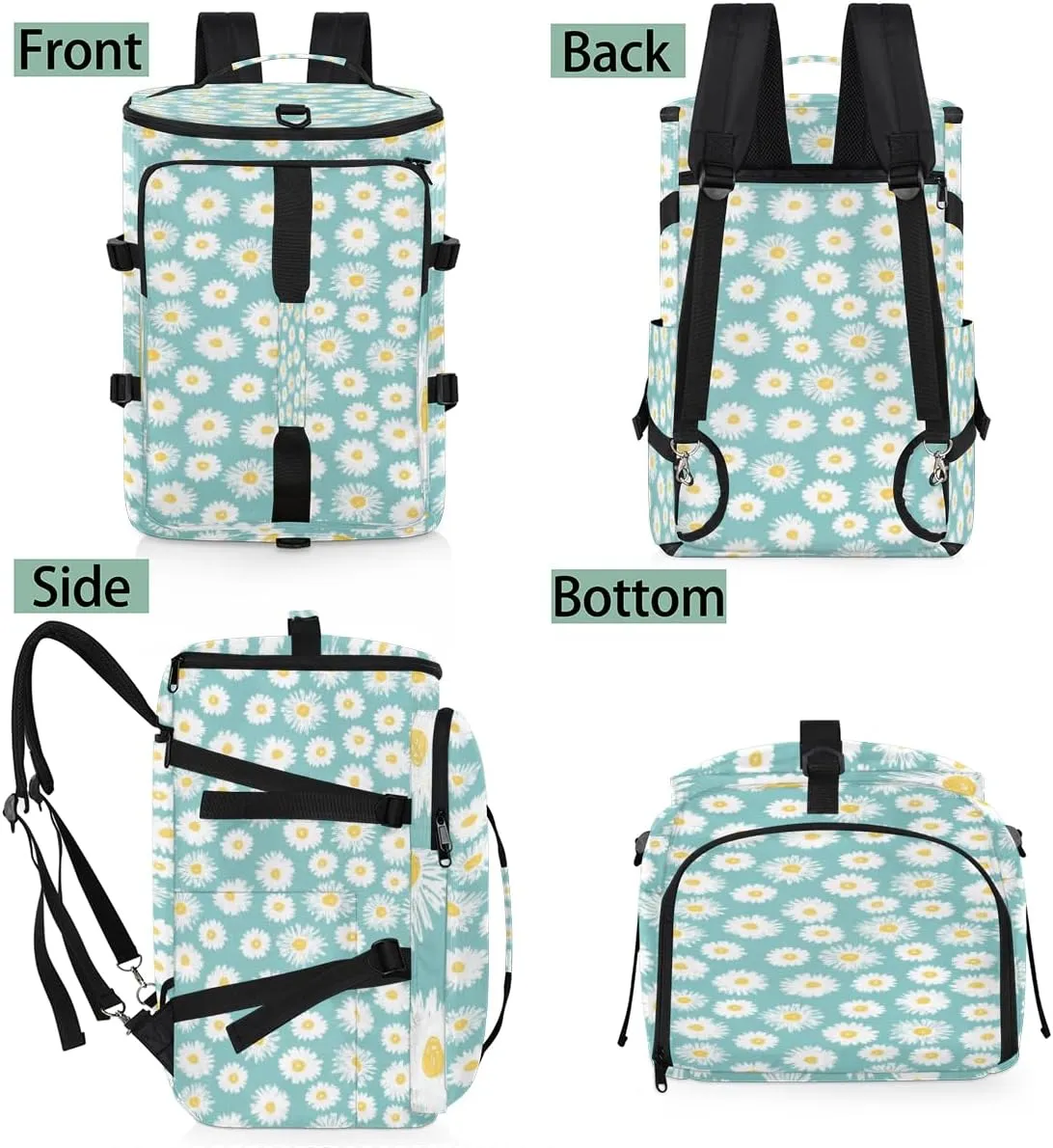 Large Sports Gym Bag With Shoe & Laptop Compartment 47L Waterproof Travel Duffel Bags for Men Women Daisy Pattern Luggage Backpack Duffle Bag