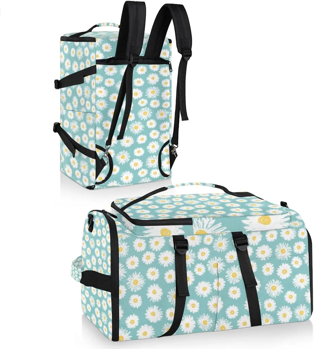 Large Sports Gym Bag With Shoe & Laptop Compartment 47L Waterproof Travel Duffel Bags for Men Women Daisy Pattern Luggage Backpack Duffle Bag