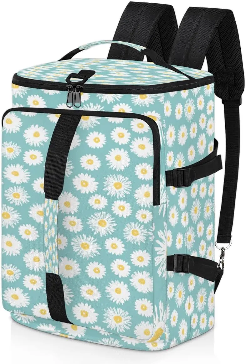 Large Sports Gym Bag With Shoe & Laptop Compartment 47L Waterproof Travel Duffel Bags for Men Women Daisy Pattern Luggage Backpack Duffle Bag