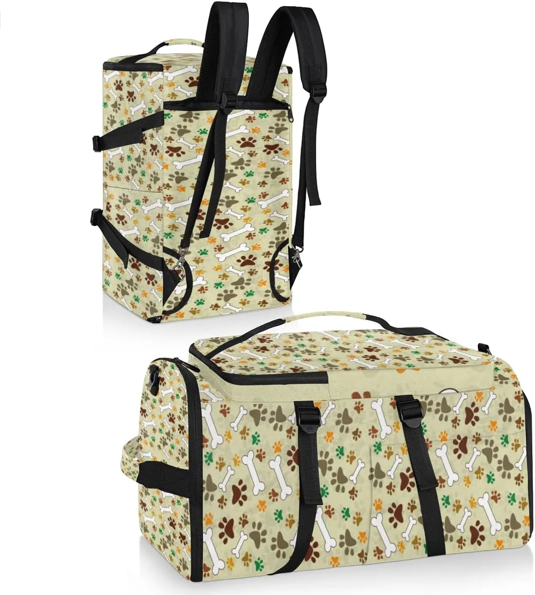 Large Sports Gym Bag With Shoe & Laptop Compartment 47L Waterproof Travel Duffel Bags for Men Women Dog Footprint Luggage Backpack Duffle Bag