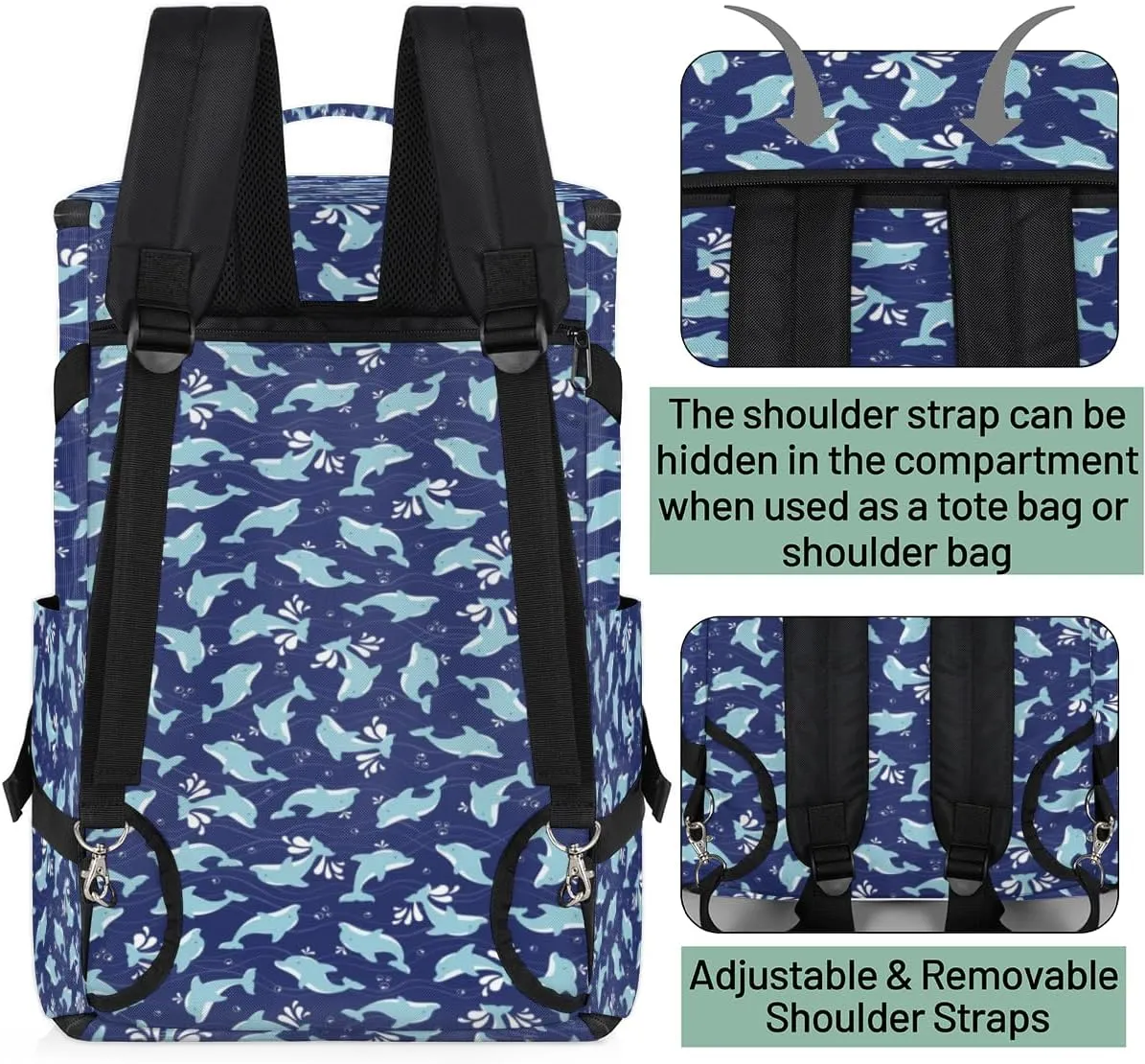 Large Sports Gym Bag With Shoe & Laptop Compartment 47L Waterproof Travel Duffel Bags for Men Women Dolphin Animals Luggage Backpack Duffle Bag