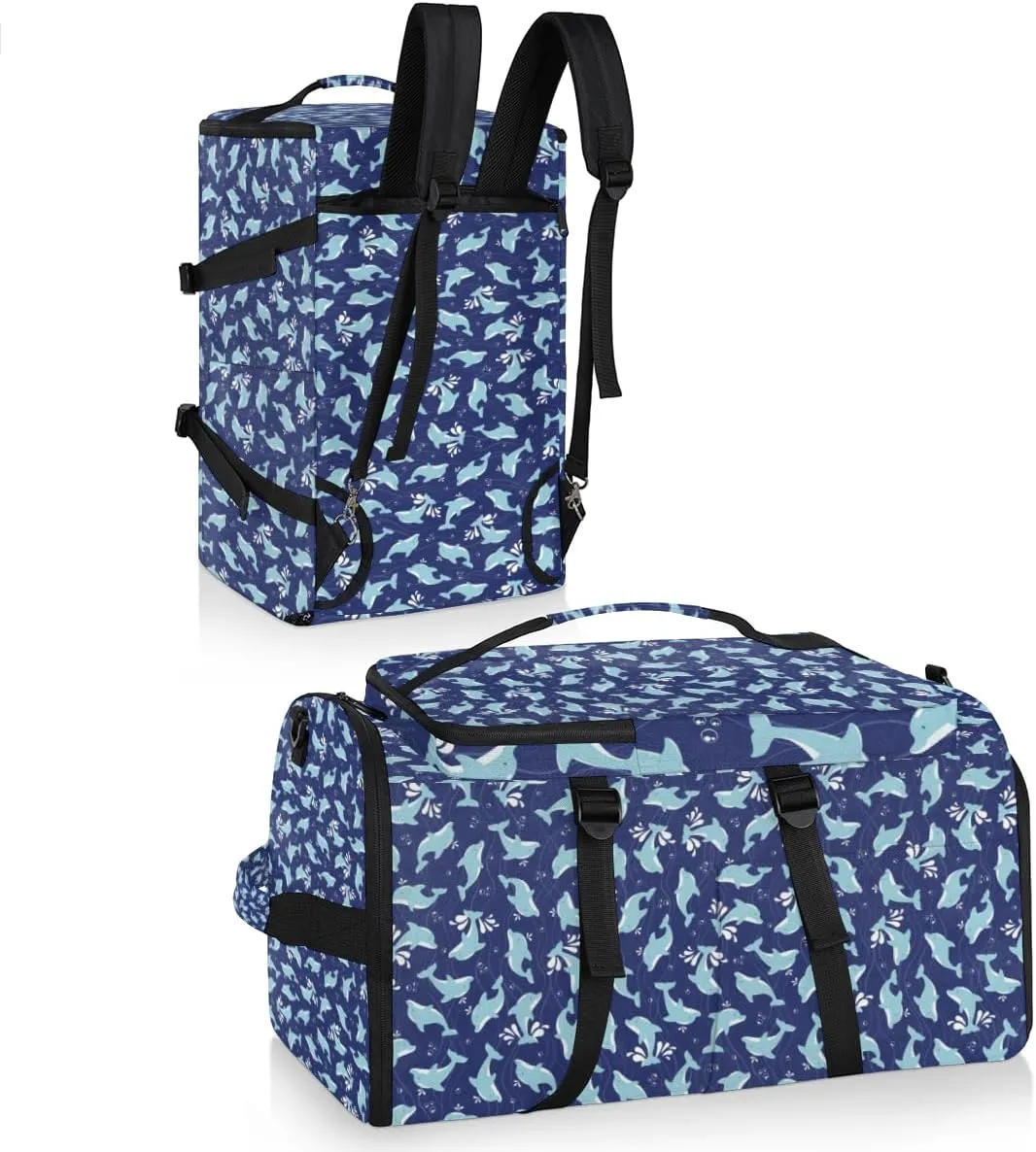 Large Sports Gym Bag With Shoe & Laptop Compartment 47L Waterproof Travel Duffel Bags for Men Women Dolphin Animals Luggage Backpack Duffle Bag