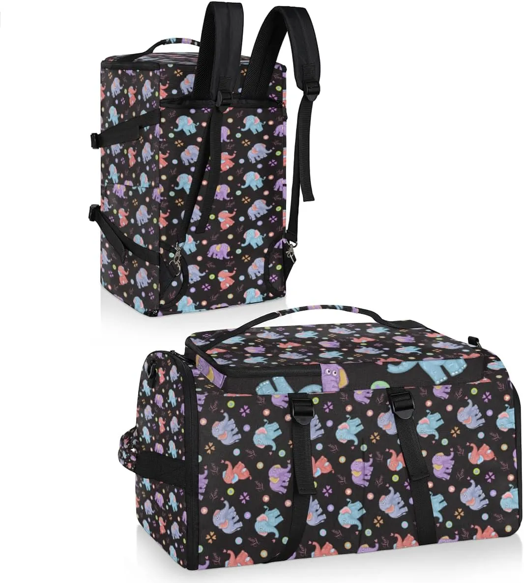 Large Sports Gym Bag With Shoe & Laptop Compartment 47L Waterproof Travel Duffel Bags for Men Women Elephant Lover Luggage Backpack Duffle Bag