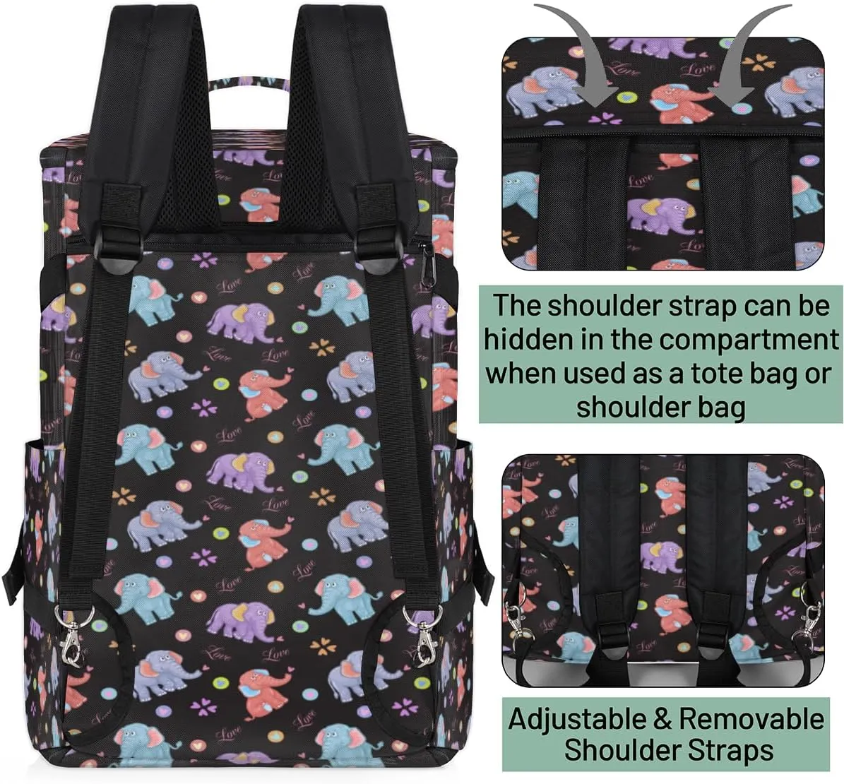 Large Sports Gym Bag With Shoe & Laptop Compartment 47L Waterproof Travel Duffel Bags for Men Women Elephant Lover Luggage Backpack Duffle Bag