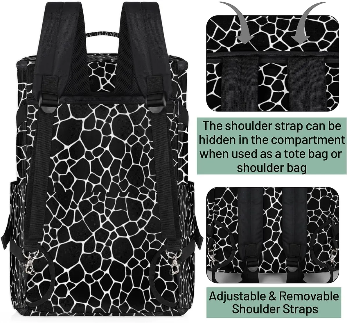 Large Sports Gym Bag With Shoe & Laptop Compartment 47L Waterproof Travel Duffel Bags for Men Women Giraffe Skin Luggage Backpack Duffle Bag