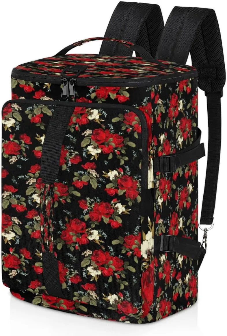 Large Sports Gym Bag With Shoe & Laptop Compartment 47L Waterproof Travel Duffel Bags for Men Women Rose Flower Theme Luggage Backpack Duffle Bag