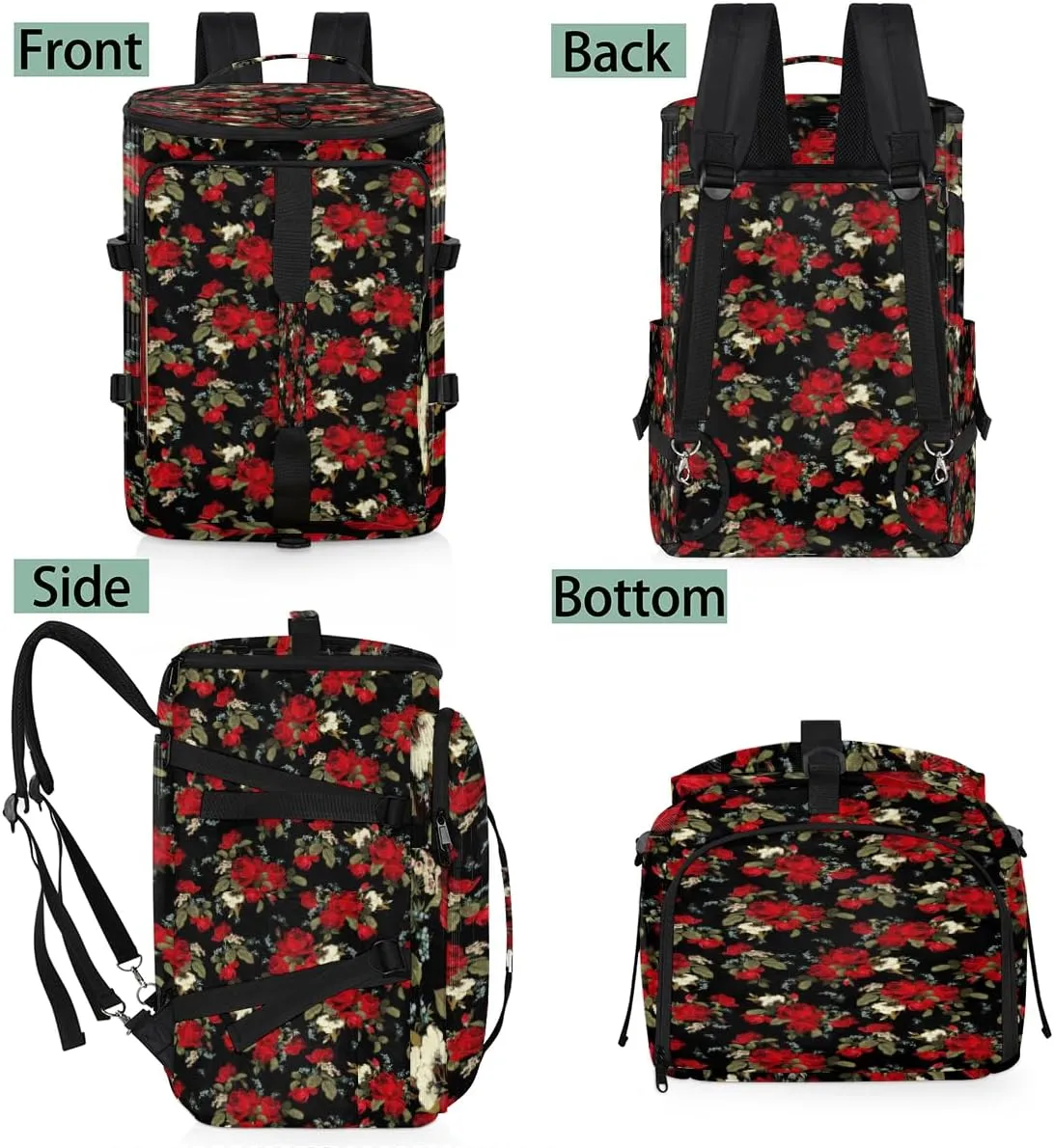 Large Sports Gym Bag With Shoe & Laptop Compartment 47L Waterproof Travel Duffel Bags for Men Women Rose Flower Theme Luggage Backpack Duffle Bag