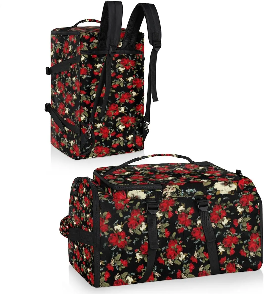 Large Sports Gym Bag With Shoe & Laptop Compartment 47L Waterproof Travel Duffel Bags for Men Women Rose Flower Theme Luggage Backpack Duffle Bag