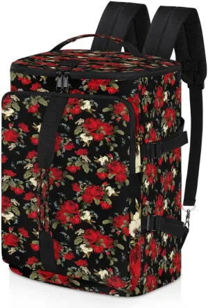 Large Sports Gym Bag With Shoe & Laptop Compartment 47L Waterproof Travel Duffel Bags for Men Women Rose Flower Theme Luggage Backpack Duffle Bag