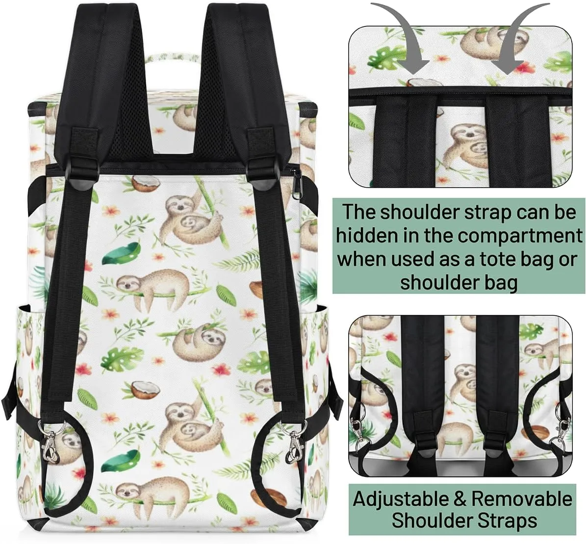 Large Sports Gym Bag With Shoe & Laptop Compartment 47L Waterproof Travel Duffel Bags for Men Women Sloths Luggage Backpack Duffle Bag