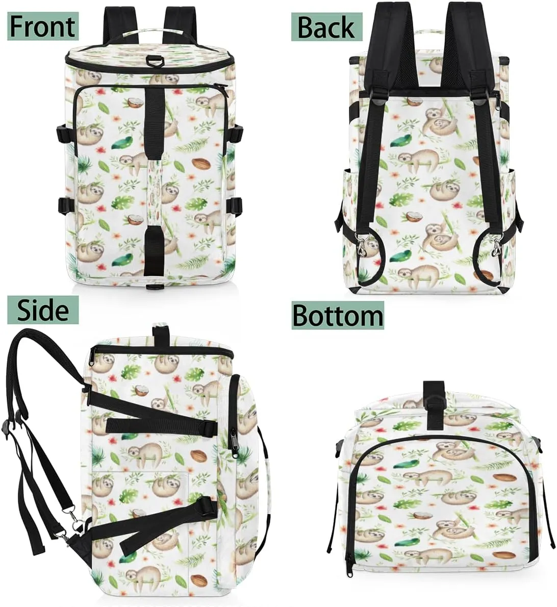 Large Sports Gym Bag With Shoe & Laptop Compartment 47L Waterproof Travel Duffel Bags for Men Women Sloths Luggage Backpack Duffle Bag