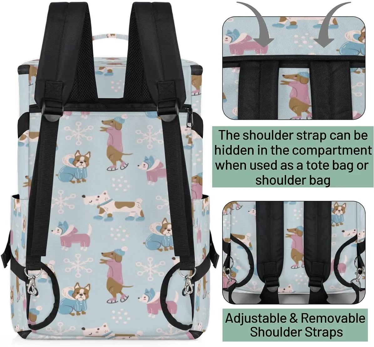 Large Sports Gym Bag With Shoe & Laptop Compartment 47L Waterproof Travel Duffel Bags for Men Women Snowflake Cute Dog Luggage Backpack Duffle Bag