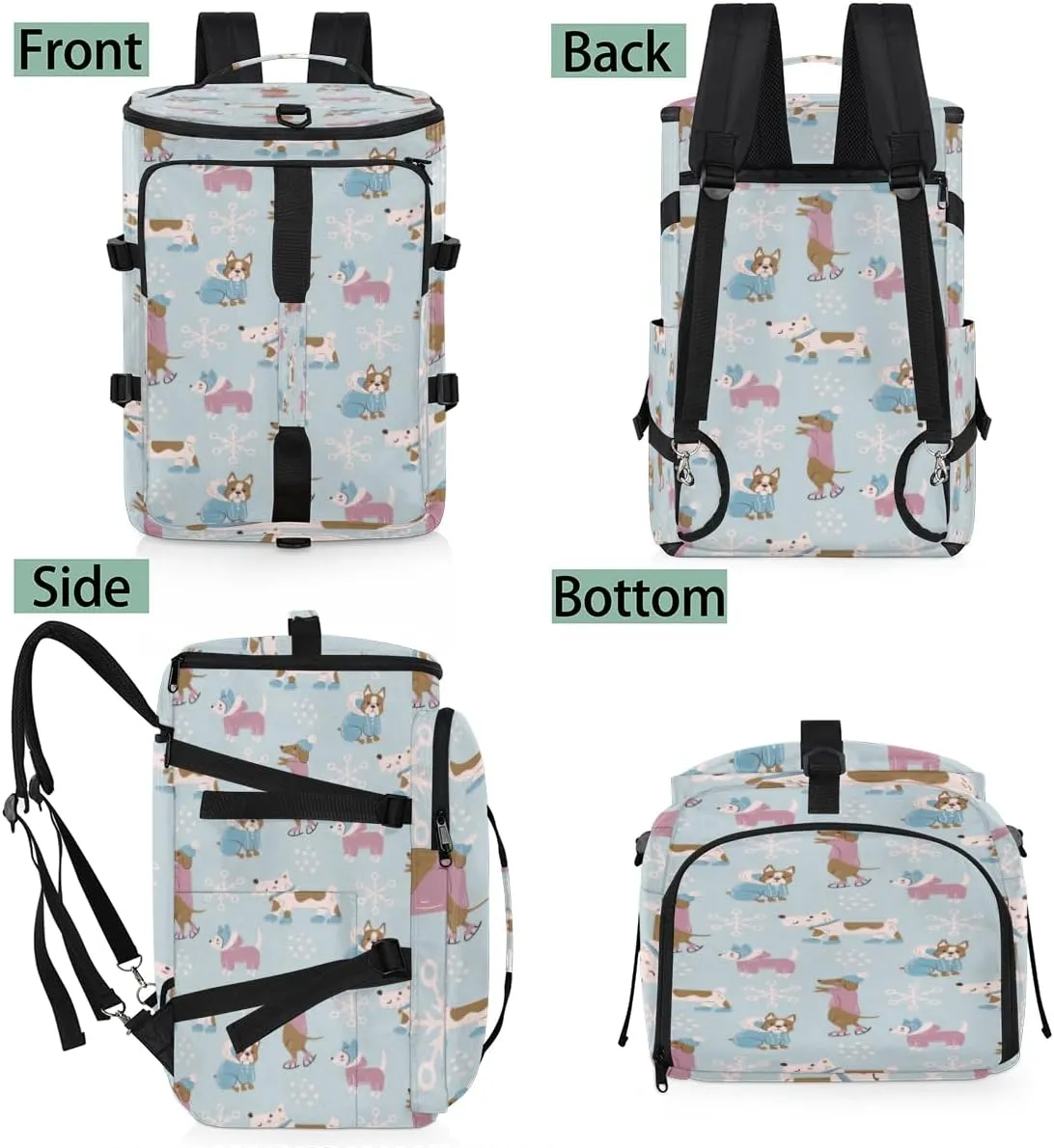 Large Sports Gym Bag With Shoe & Laptop Compartment 47L Waterproof Travel Duffel Bags for Men Women Snowflake Cute Dog Luggage Backpack Duffle Bag