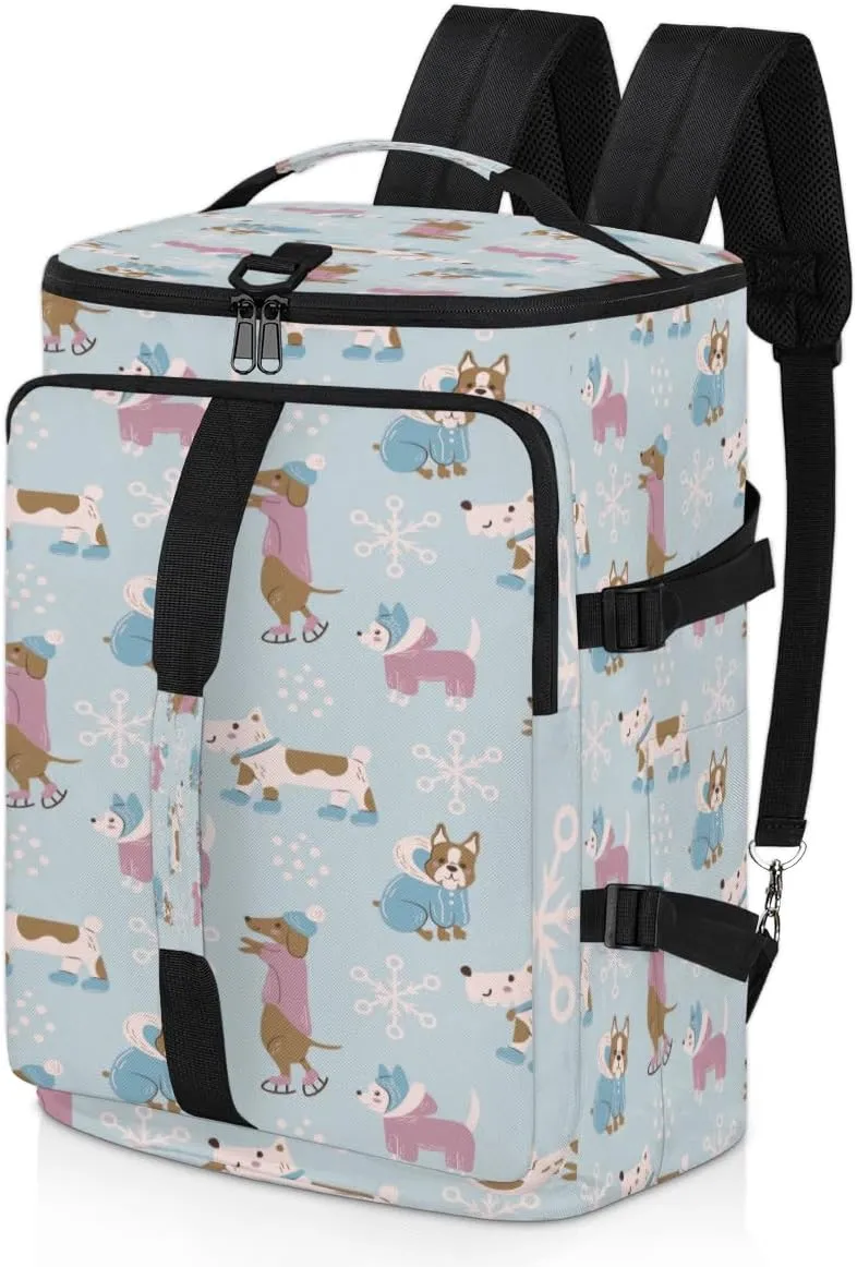 Large Sports Gym Bag With Shoe & Laptop Compartment 47L Waterproof Travel Duffel Bags for Men Women Snowflake Cute Dog Luggage Backpack Duffle Bag