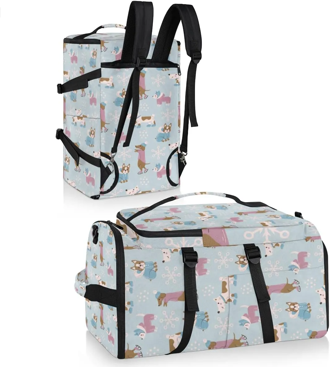 Large Sports Gym Bag With Shoe & Laptop Compartment 47L Waterproof Travel Duffel Bags for Men Women Snowflake Cute Dog Luggage Backpack Duffle Bag