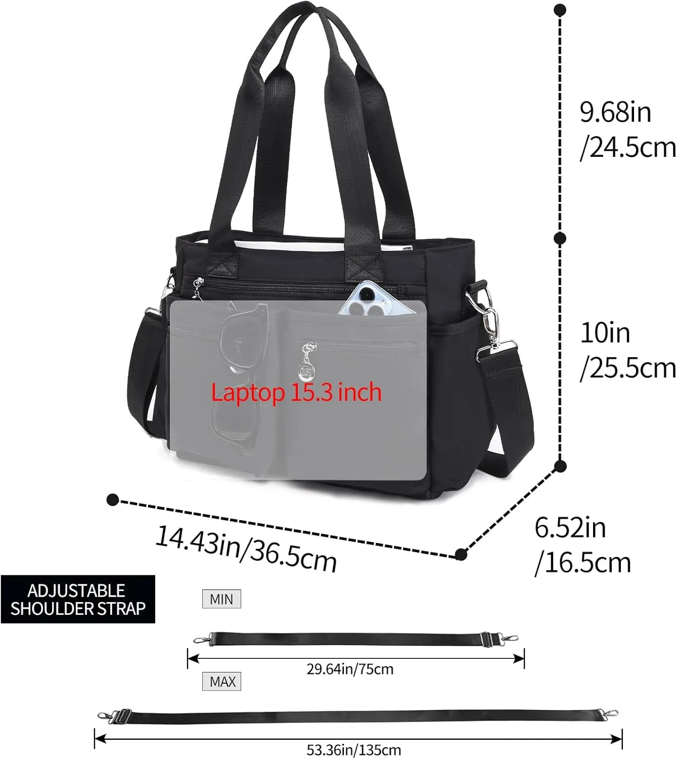 Large Tote Bag for Women, Waterproof Crossbody Purse With Multi Pockets, Shoulder Bag for Work