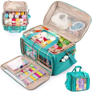 Large Yarn Storage Bag,Crochet Bag Organizer,Yarn Bags for Crocheting,Crochet Storage Bag with Pockets for Crochet Hooks, Crochet Accessories,Knitting Bags,Gifts for Crocheters