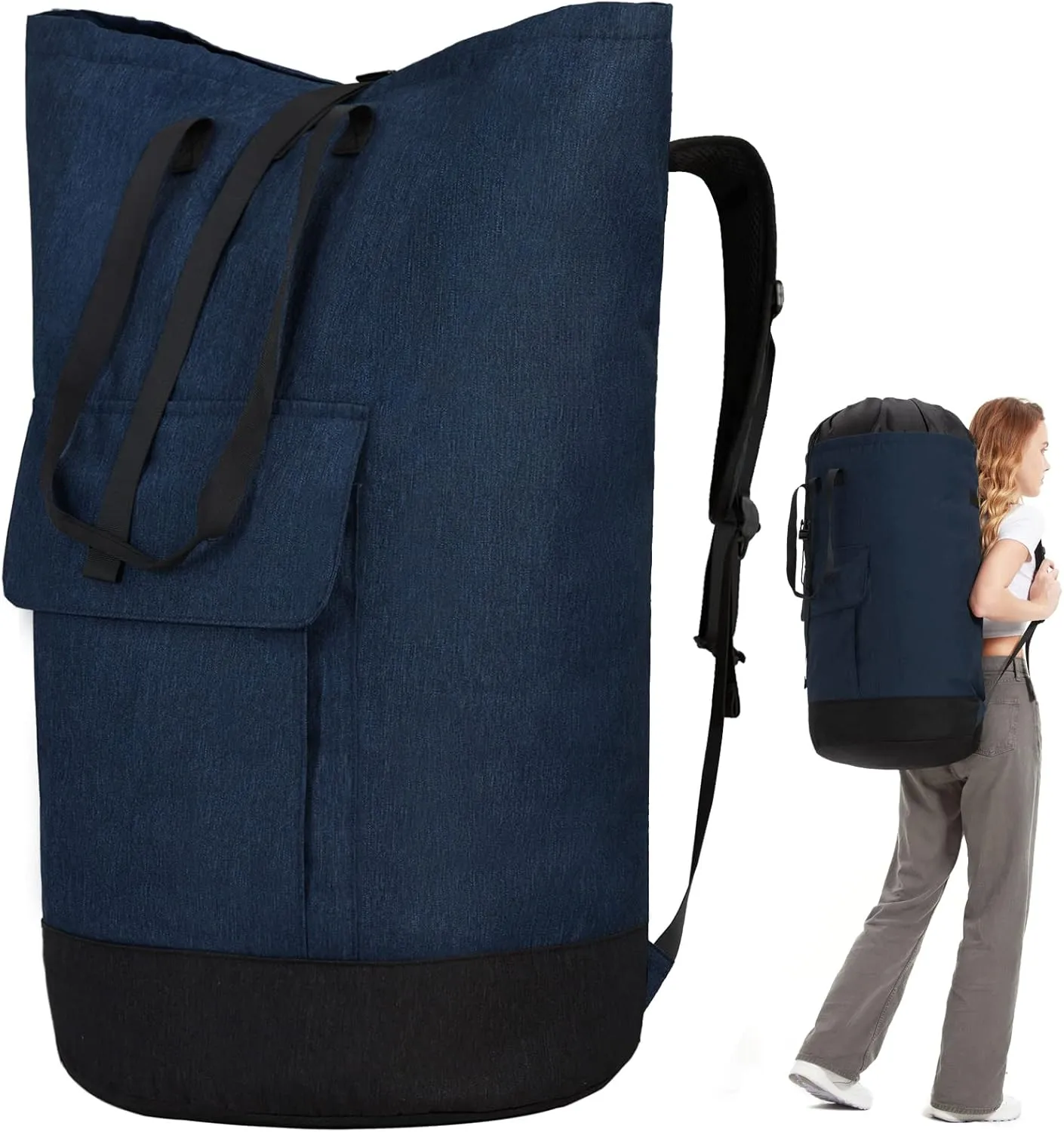 Laundry Bag Backpack Extra Large, Heavy Duty Laundry Bag With Straps, College Dorm Room Essentials, Dirty Clothes Bag for Travel, Beach, Camping, Apartment and Laundromat