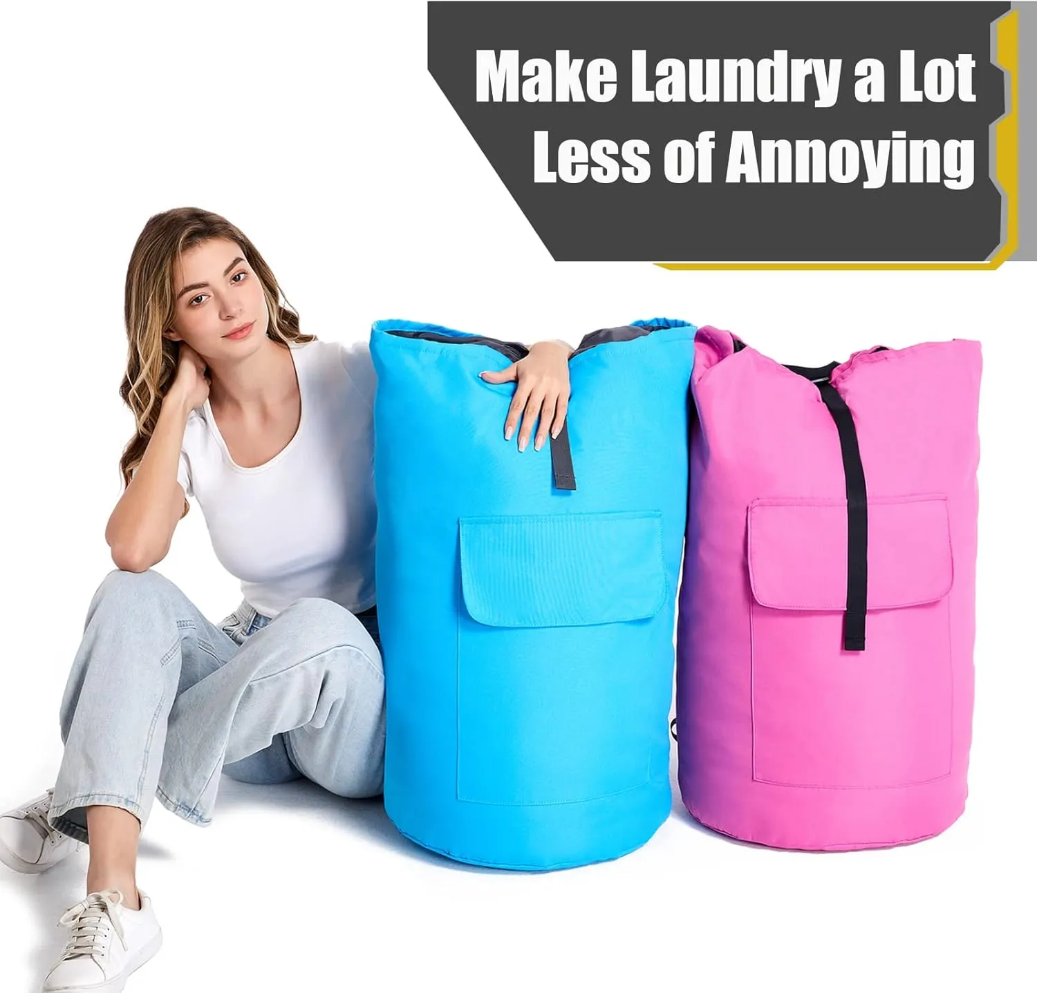 Laundry Bag With Straps 115L, Dorm Room Essentials for College, Heavy Duty Laundry Backpack, Extra Large Backpack Laundry Bag for Apartment, Laundromat, Camping, College Freshman Must Haves