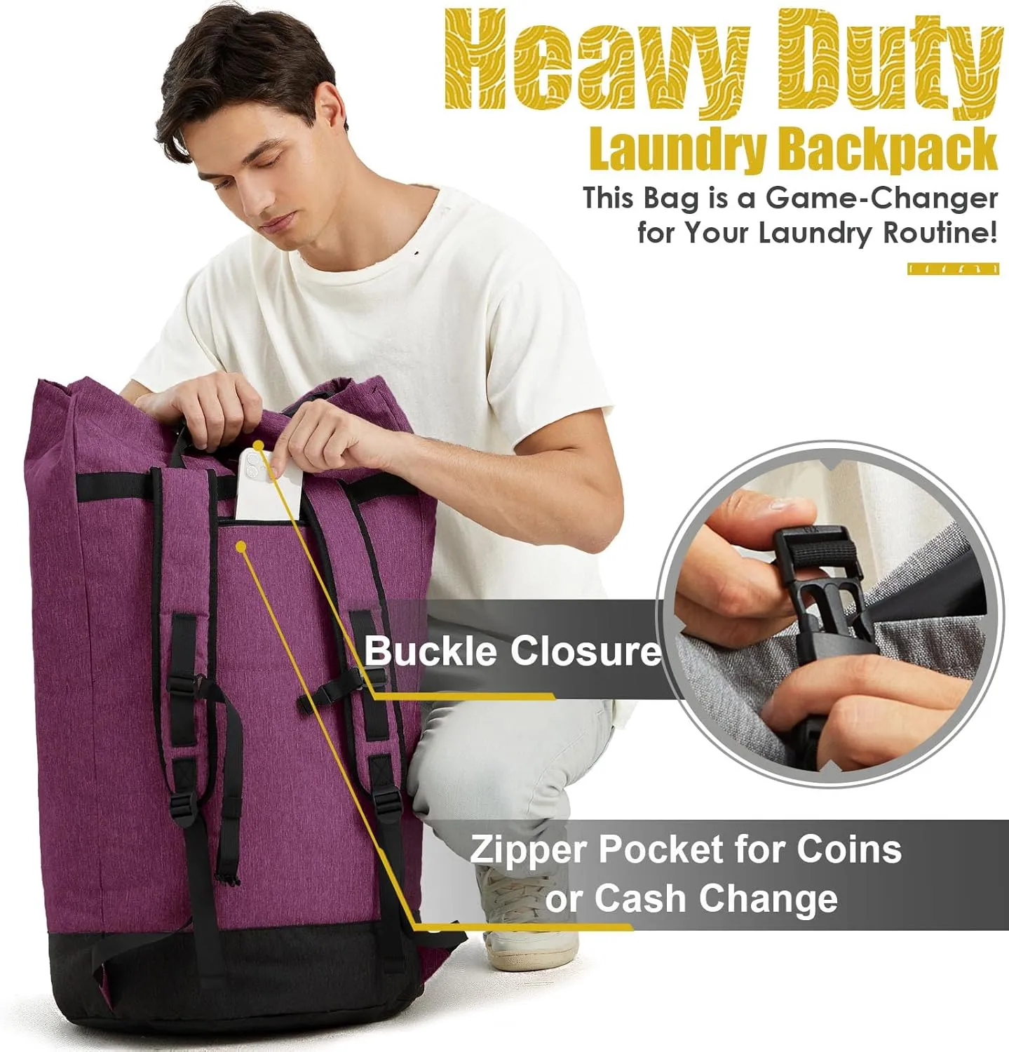 Laundry Bags Extra Large Heavy Duty, 115L Laundry Bag Backpack for College, Laundry Backpack, Laundry Bags with Straps, Large Laundromat Bag, College Dorm Essentials for Guys