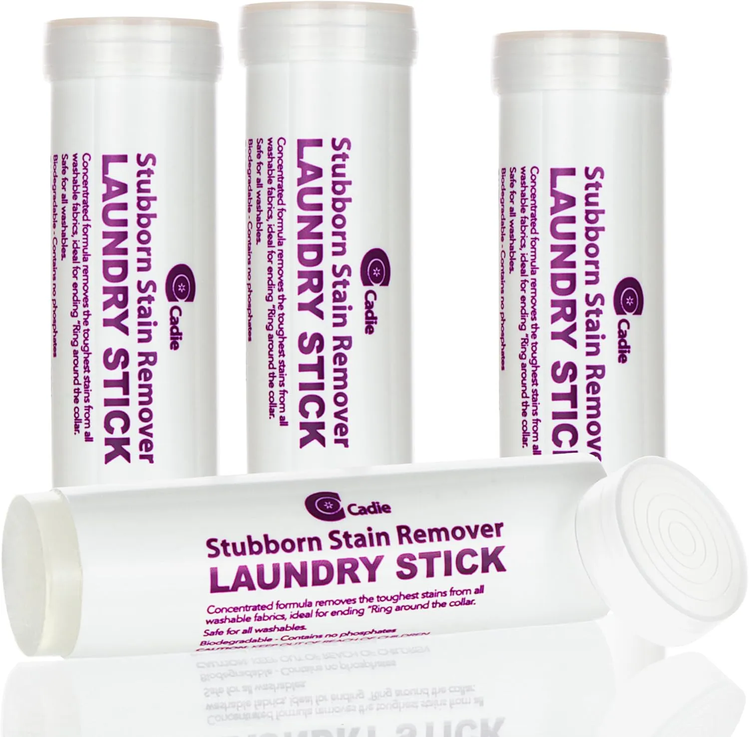 Laundry Stain Remover Stick – Pre Wash Spot Cleaner for Fabric Clothing on Cotton, Wool, Synthetics - Easy Removal of Grease, Blood, Coffee, Ink, Lipstick, Wine, Grass Soil | Clean On The Go (4 Pack)