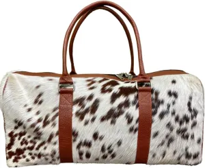 Leather Cowhide Duffle Bag for Travel,Sports Large Duffel Luggage Bag, Gym Duffel Bag,Overnight Weekender pony skin carry on shoe clothes holdall uses 21 inch