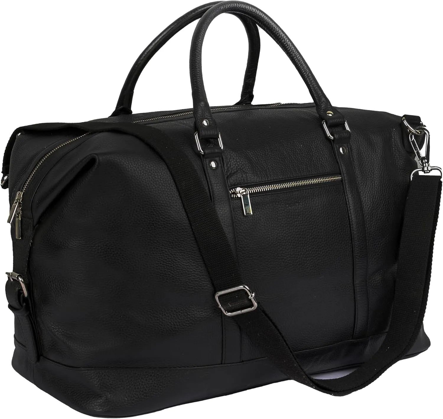 Leather Duffel Bag For Men and Women | Travel Luggage 26 Inch Bag | Overnight Weekend Sports Gym CarryOn Duffel (Black)