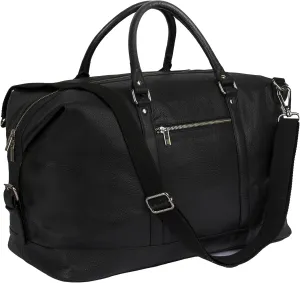 Leather Duffel Bag For Men and Women | Travel Luggage 26 Inch Bag | Overnight Weekend Sports Gym CarryOn Duffel (Black)