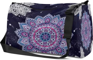 Leather Sport Gym Bag Indian National Flowers Weekender Bag for Women and Men Carry On Bag Egypt Travel Duffel Bag